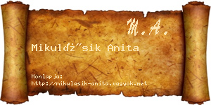 Mikulásik Anita névjegykártya